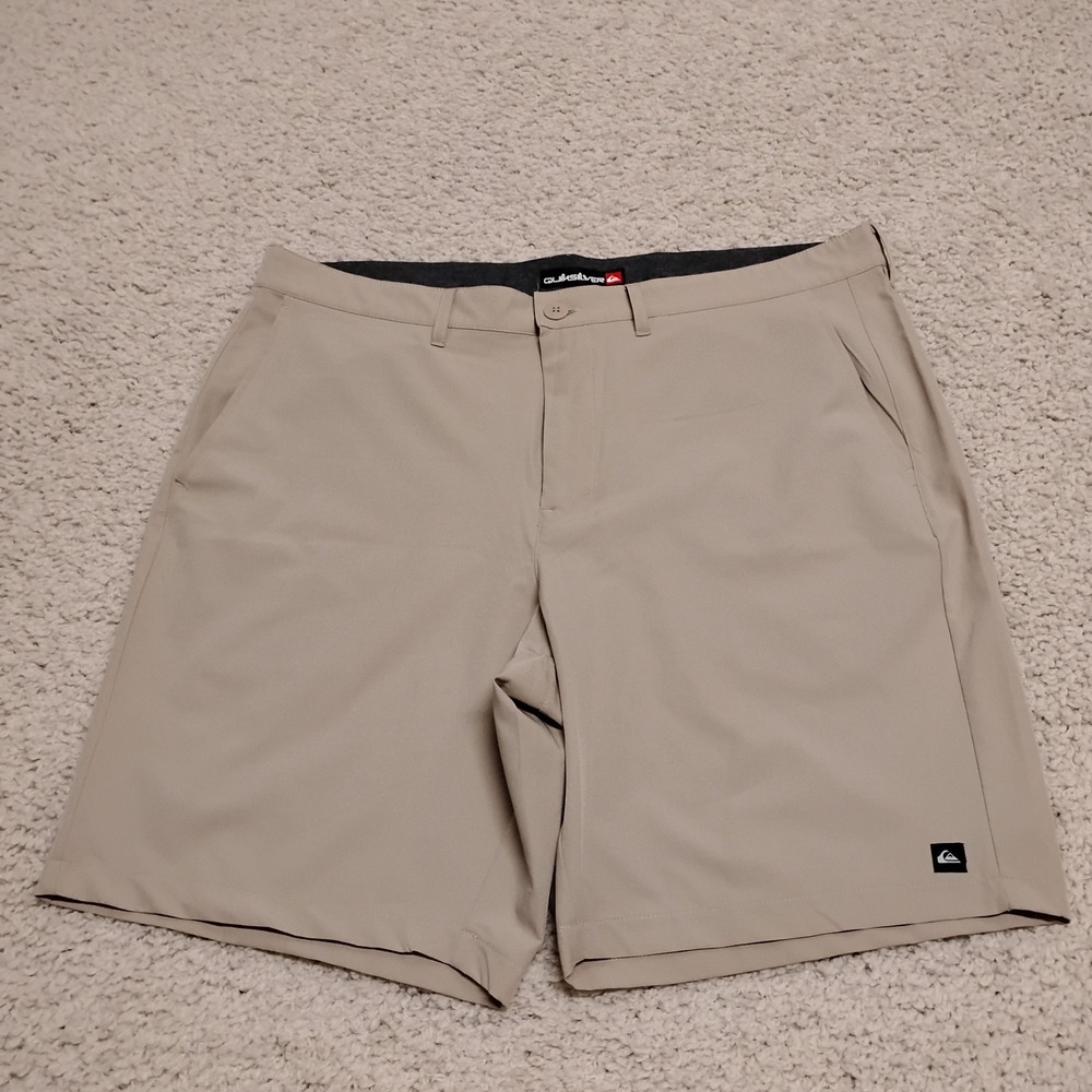 Quicksilver Shorts Mens 38 Chino Beige Performance Tech Lightweight Gym Beach